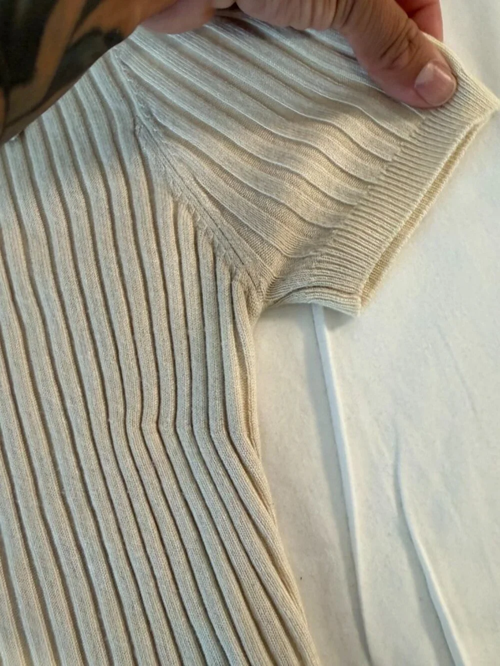 Urban Outfitters Rib Knit Polo Cardigan Women's S Cream Short Sleeve Button Up